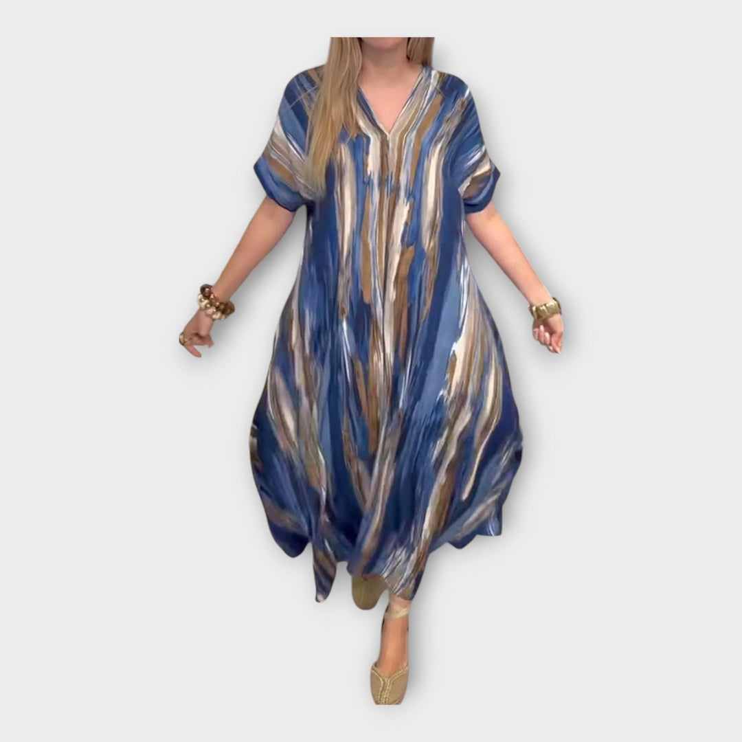 Aoibheann – Long Kaftan with V-Neck and Wide Sleeves
