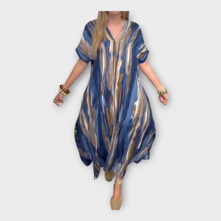 Aoibheann – Long Kaftan with V-Neck and Wide Sleeves