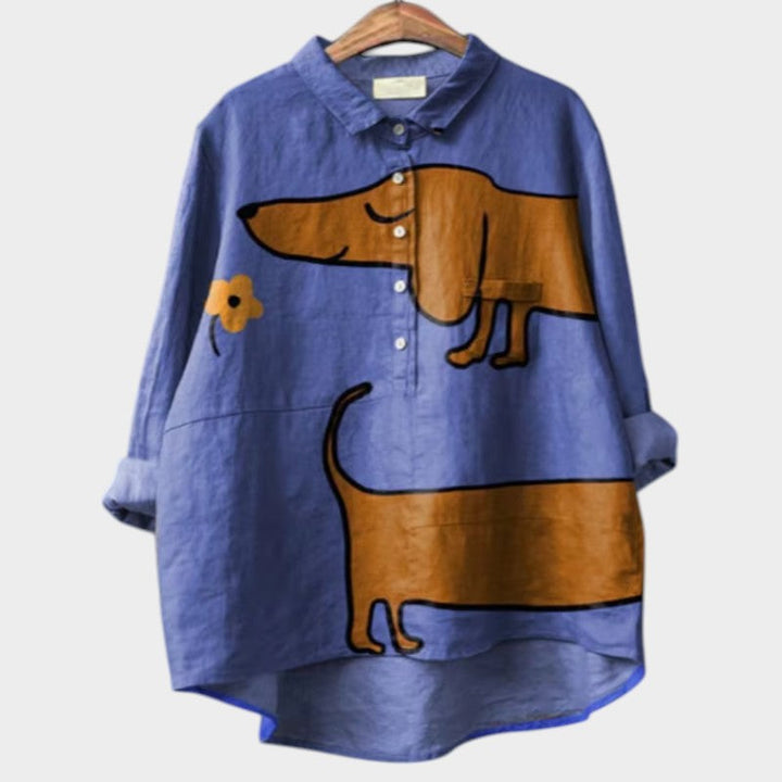Ciara – Playful Dog-Print Top