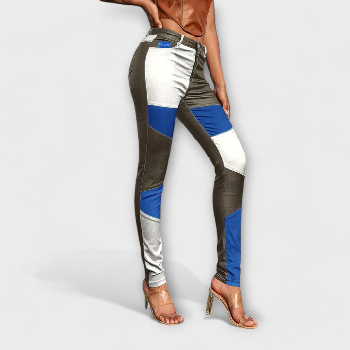 Blaithin – Trousers with Block Patchwork Pattern