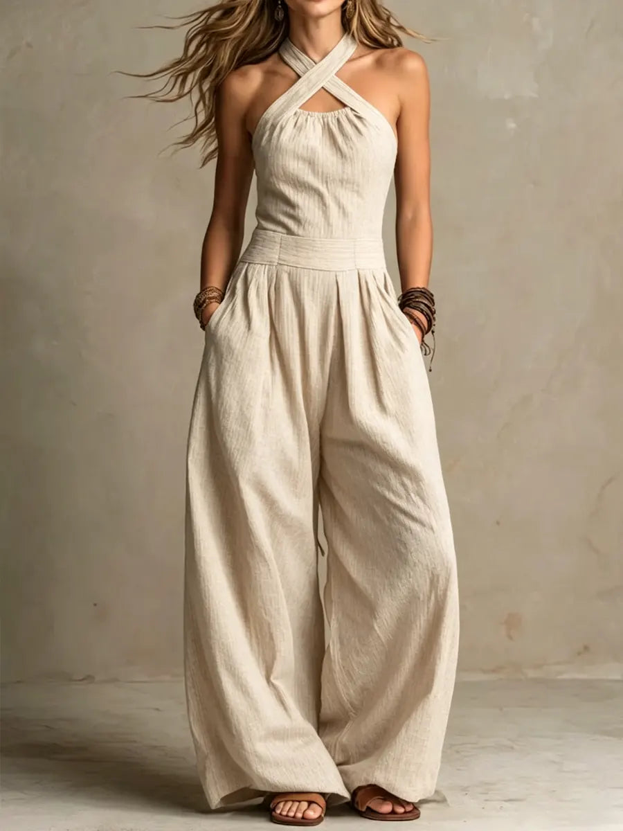 Veronika – Women's Overalls with Crossover Neckline