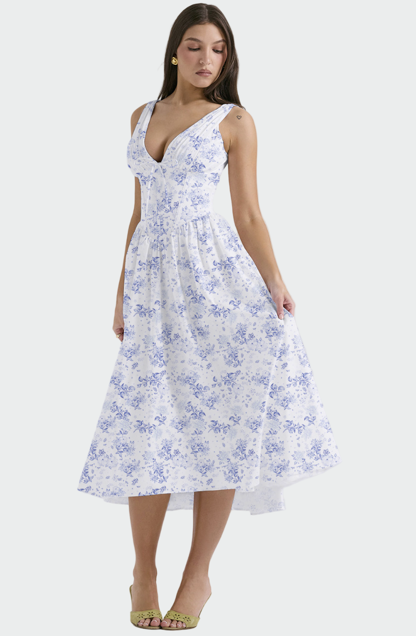 Aoife – Midi Dress with Romantic Floral Pattern