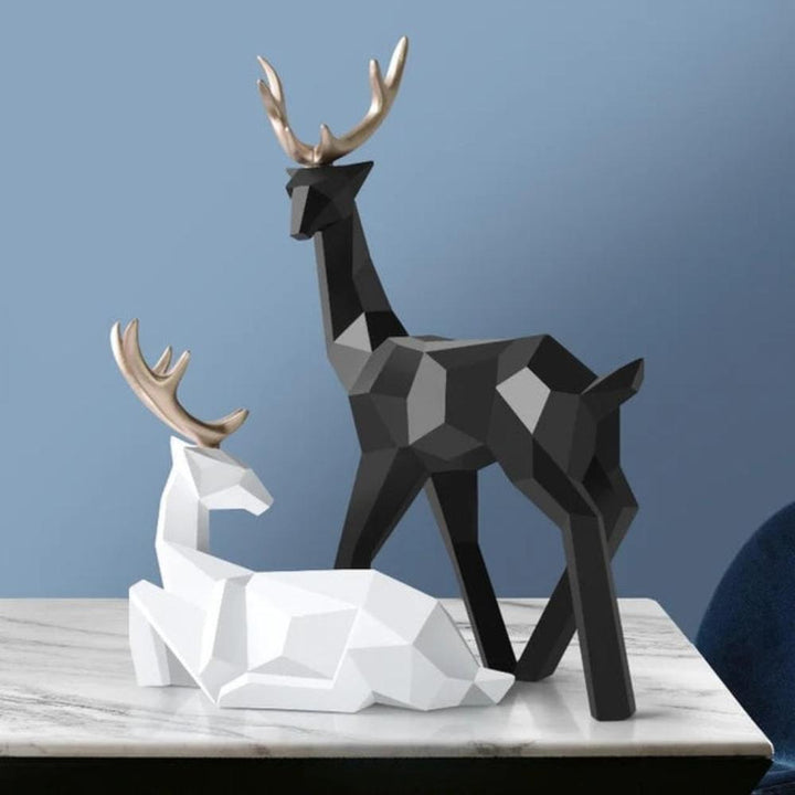 Geometric Deer Figurines (Pair)