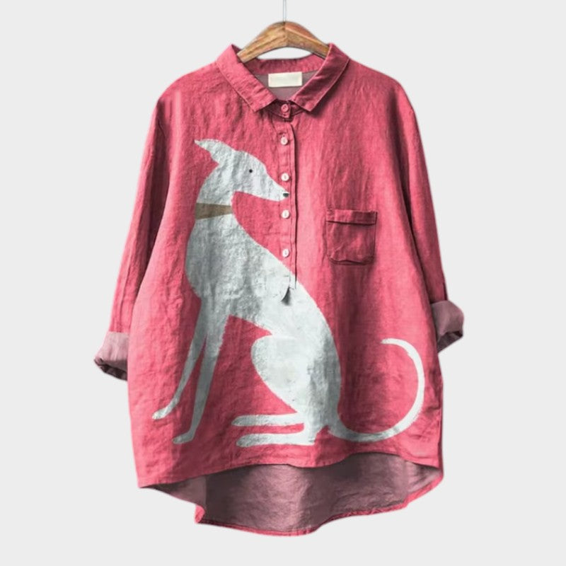 Ciara – Playful Dog-Print Top