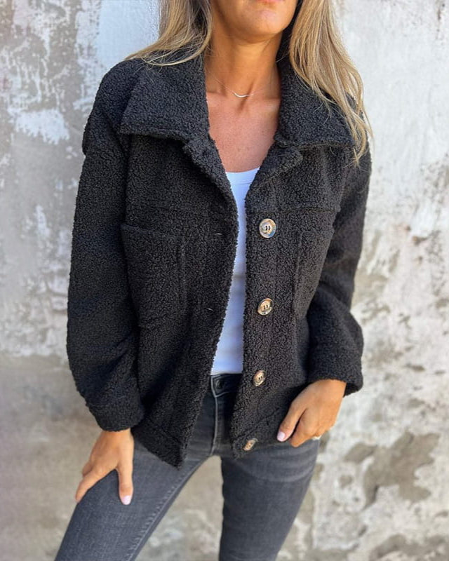Róisín – Warm Teddy Jacket with Buttons